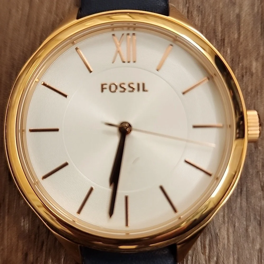 Fossil Bq3300 Suitor Three-hand Rose Gold & Navy 36mm Unisex
